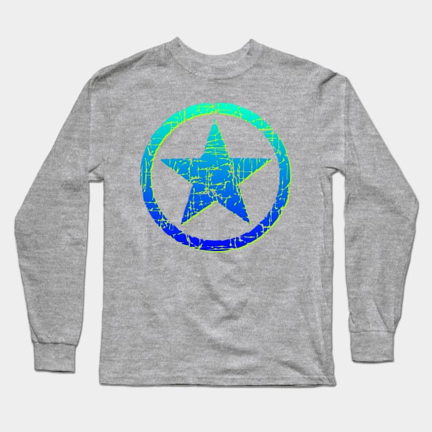 Blue and green Star Long Sleeve T-Shirt by AlondraHanley